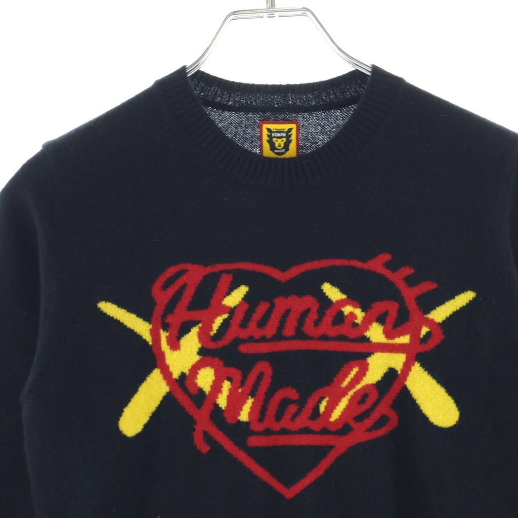 HUMAN MADE(ヒューマンメイド) x KAWS Made Knit Sweater Kids ×カウズ ロゴニット セーター キッズ ブラック XX26CS005