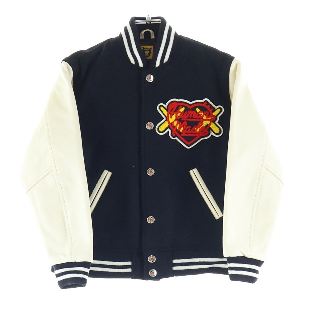 HUMAN MADE(ヒューマンメイド) 23AW ×KAWS VARSITY JACKET KIDS ×カウズ バーシティジャケット スタジャン ブラック XX26JK007