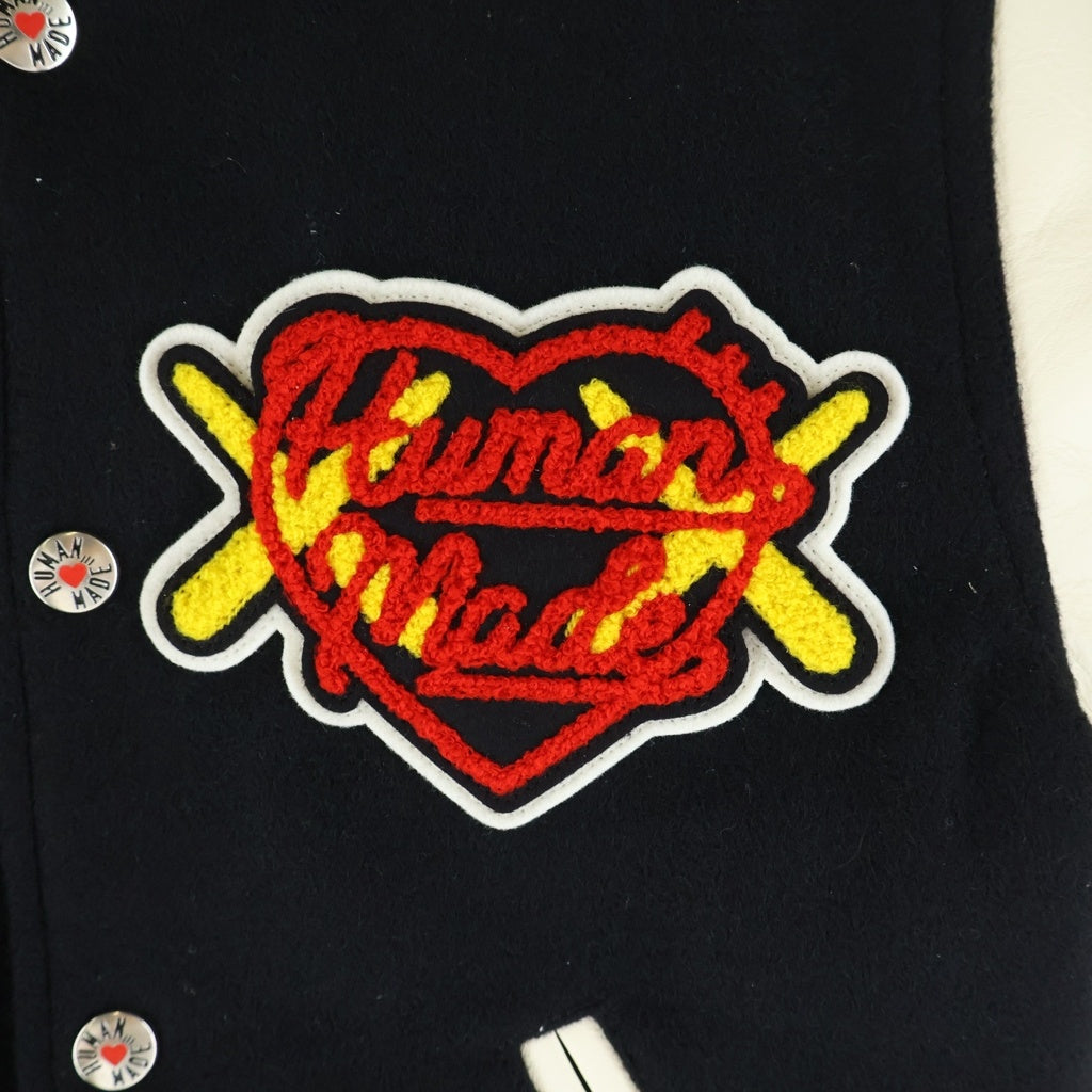 HUMAN MADE(ヒューマンメイド) 23AW ×KAWS VARSITY JACKET KIDS ×カウズ バーシティジャケット スタジャン ブラック XX26JK007