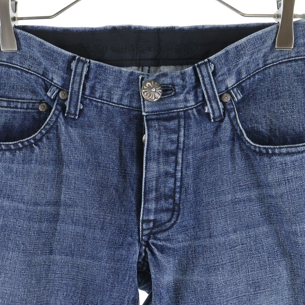 CHROME HEARTS(クロムハーツ) ×MATTY BOY 5PKT CHOMPER DENIM PANTS マッティボーイ チョンパー レザーパッチ クロスボール ボタンフライ デニムパンツ インディゴ