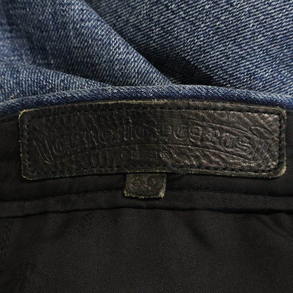 CHROME HEARTS(クロムハーツ) ×MATTY BOY 5PKT CHOMPER DENIM PANTS マッティボーイ チョンパー レザーパッチ クロスボール ボタンフライ デニムパンツ インディゴ