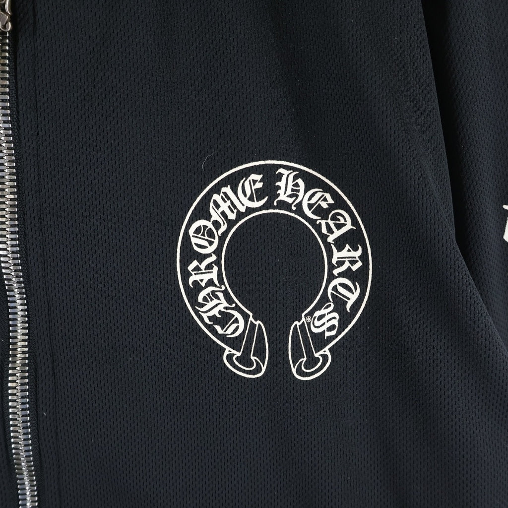CHROME HEARTS(クロムハーツ) TRACK JACKET HOODIE #10ダガー カシミヤ レザー切替 メッシュジップアップパーカー フーディー トラックジャケット ブラック
