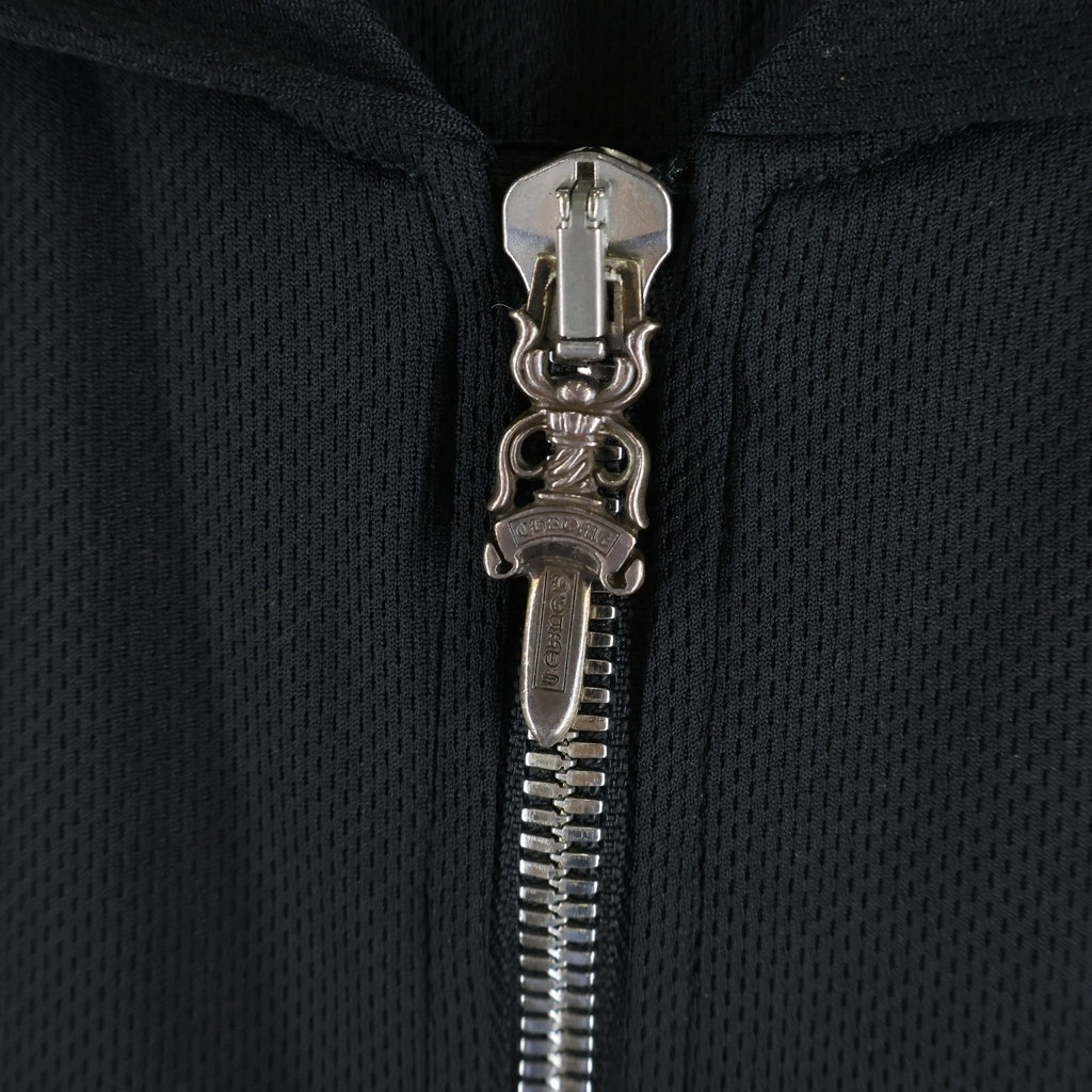 CHROME HEARTS(クロムハーツ) TRACK JACKET HOODIE #10ダガー カシミヤ レザー切替 メッシュジップアップパーカー フーディー トラックジャケット ブラック