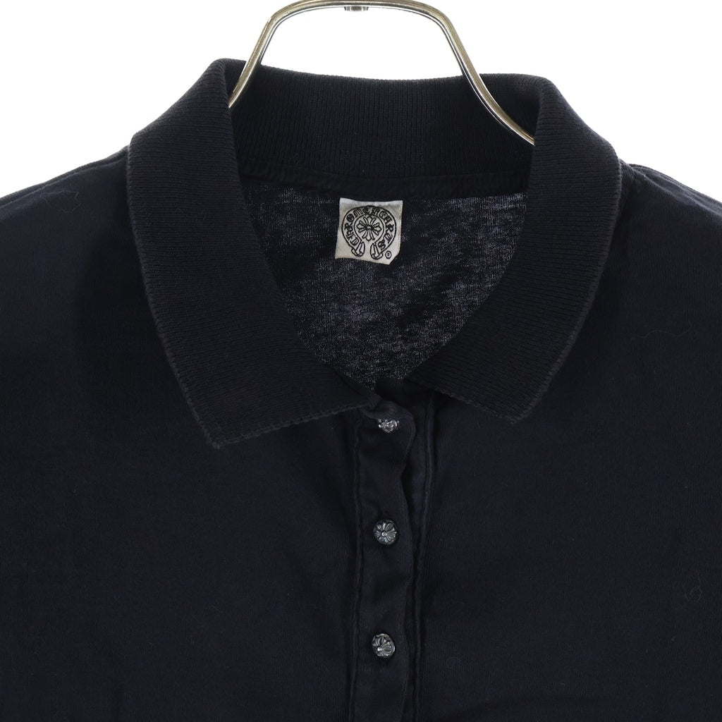CHROME HEARTS(クロムハーツ) POLO SHIRT クロスボールボタン 半袖ポロシャツ ブラック レディース