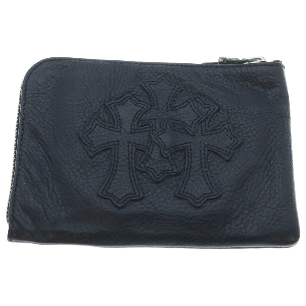 CHROME HEARTS(クロムハーツ) 2SIDE ZIP CEM セメタリークロスパッチ 2サイドジップ レザーウォレット 財布 ブラック
