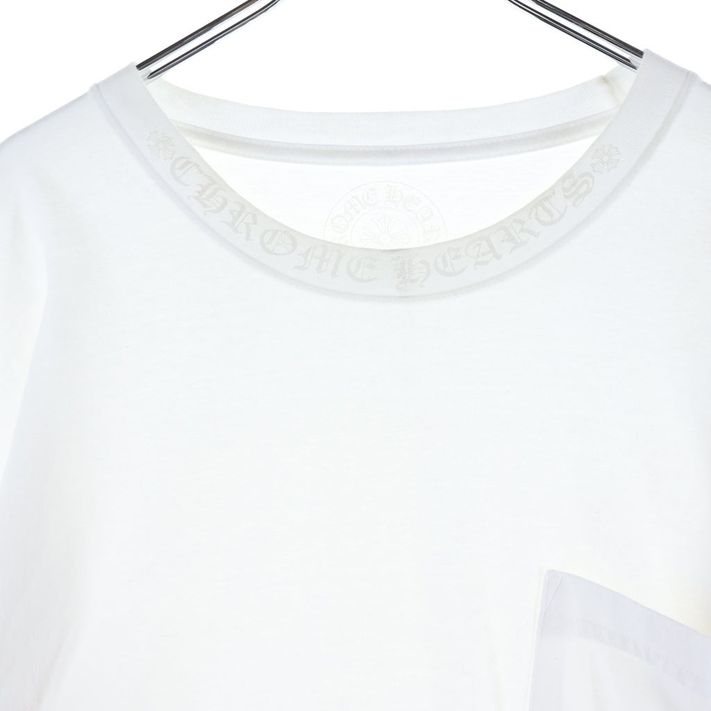 CHROME HEARTS(クロムハーツ) CH LS NECK LOGO ネックロゴプリント 袖ロゴ 長袖Tシャツ ロングスリーブカットソー ホワイト