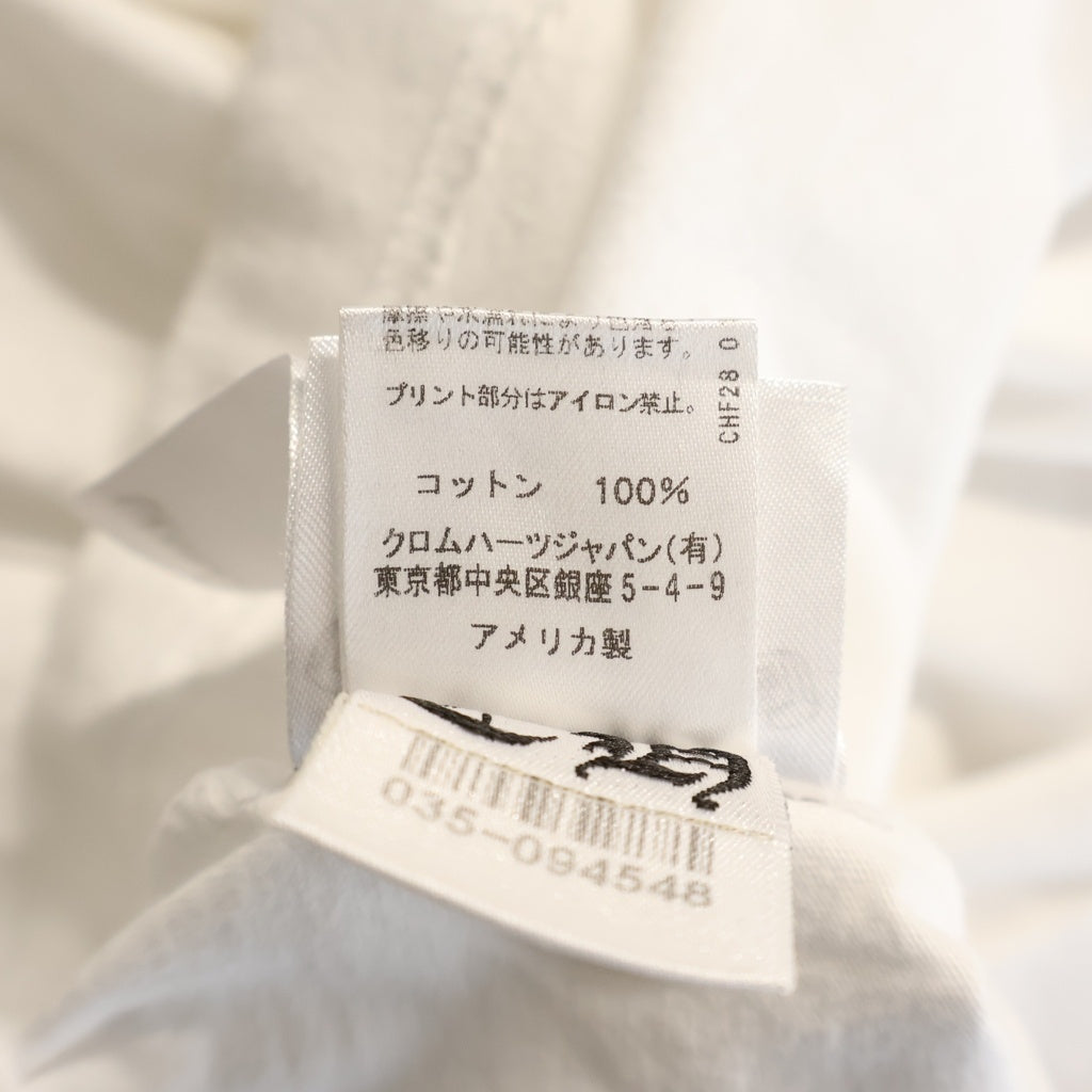 CHROME HEARTS(クロムハーツ) CH LS NECK LOGO ネックロゴプリント 袖ロゴ 長袖Tシャツ ロングスリーブカットソー ホワイト