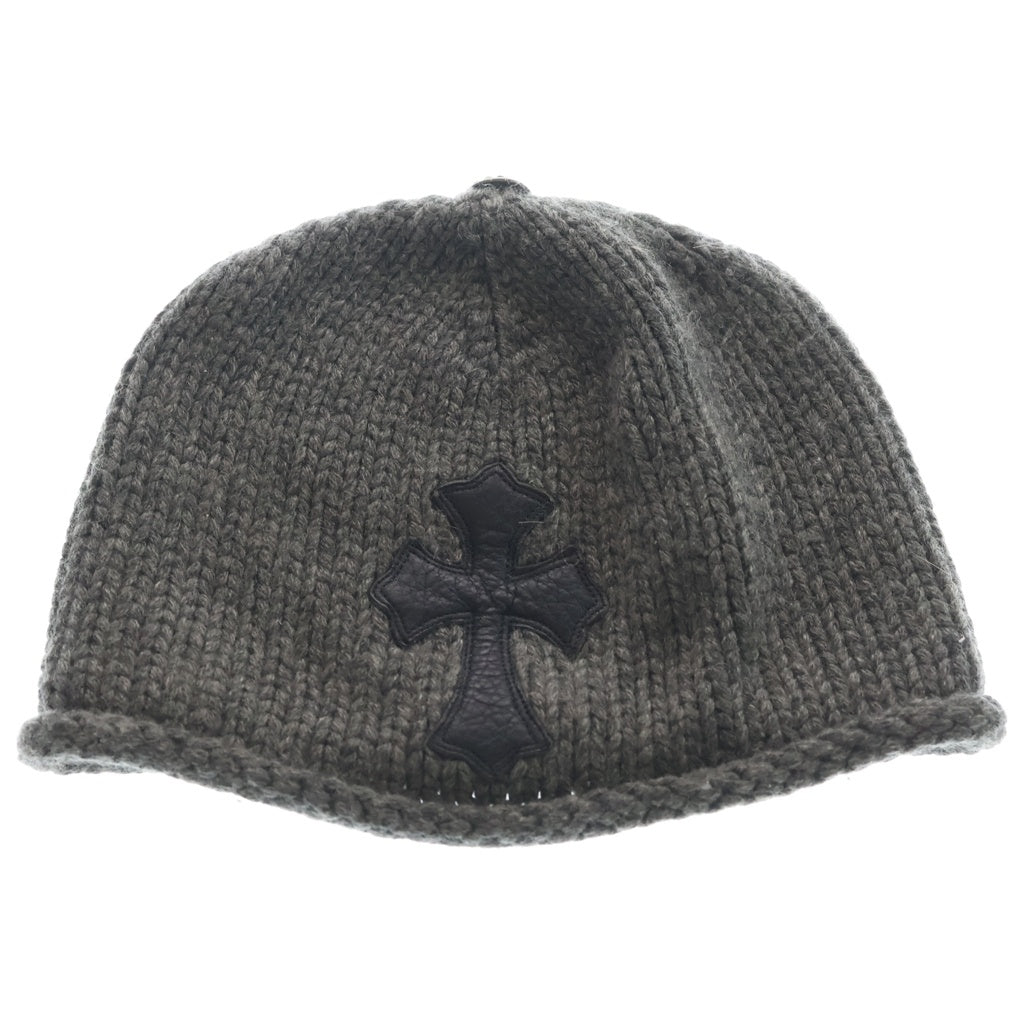 CHROME HEARTS(クロムハーツ) BEANIE CASH CROSS PATCH クロスパッチ付き カシミア ニットビーニー 帽子 グレー