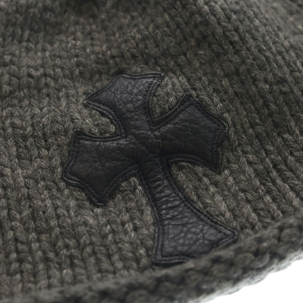 CHROME HEARTS(クロムハーツ) BEANIE CASH CROSS PATCH クロスパッチ付き カシミア ニットビーニー 帽子 グレー
