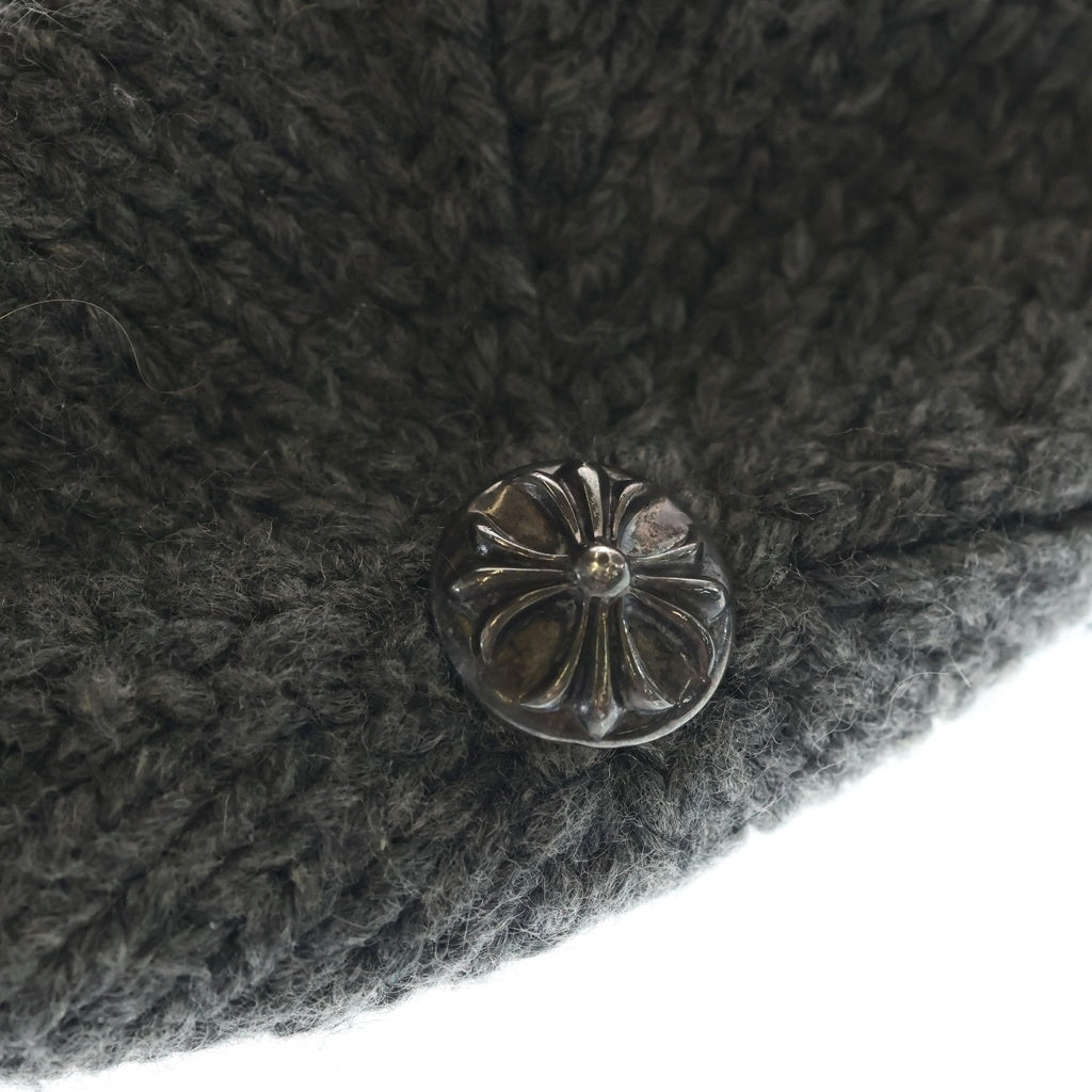 CHROME HEARTS(クロムハーツ) BEANIE CASH CROSS PATCH クロスパッチ付き カシミア ニットビーニー 帽子 グレー