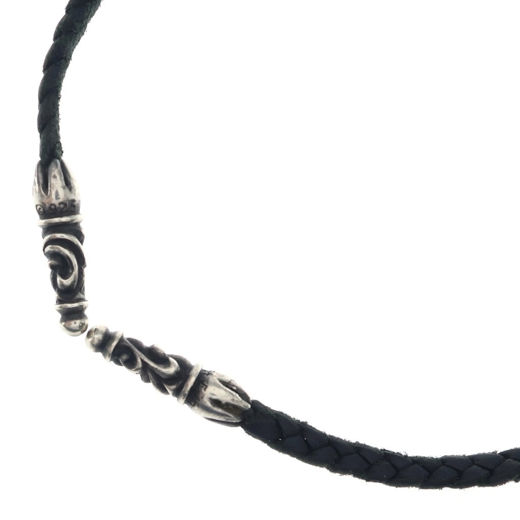 CHROME HEARTS(クロムハーツ) LEATHER BRAID スクロールレザーブレード シルバーネックレス ブラック/シルバー
