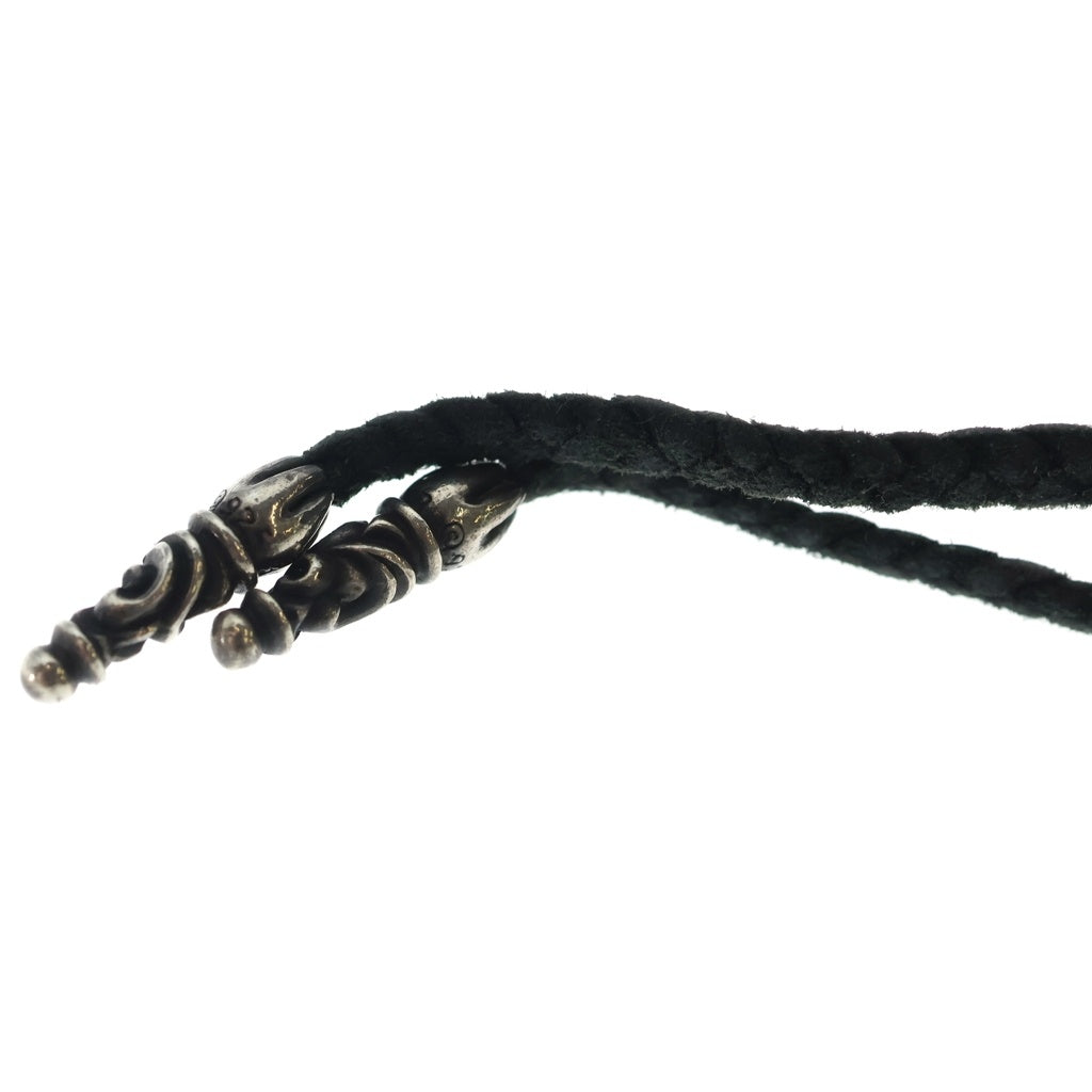CHROME HEARTS(クロムハーツ) LEATHER BRAID スクロールレザーブレード シルバーネックレス ブラック/シルバー