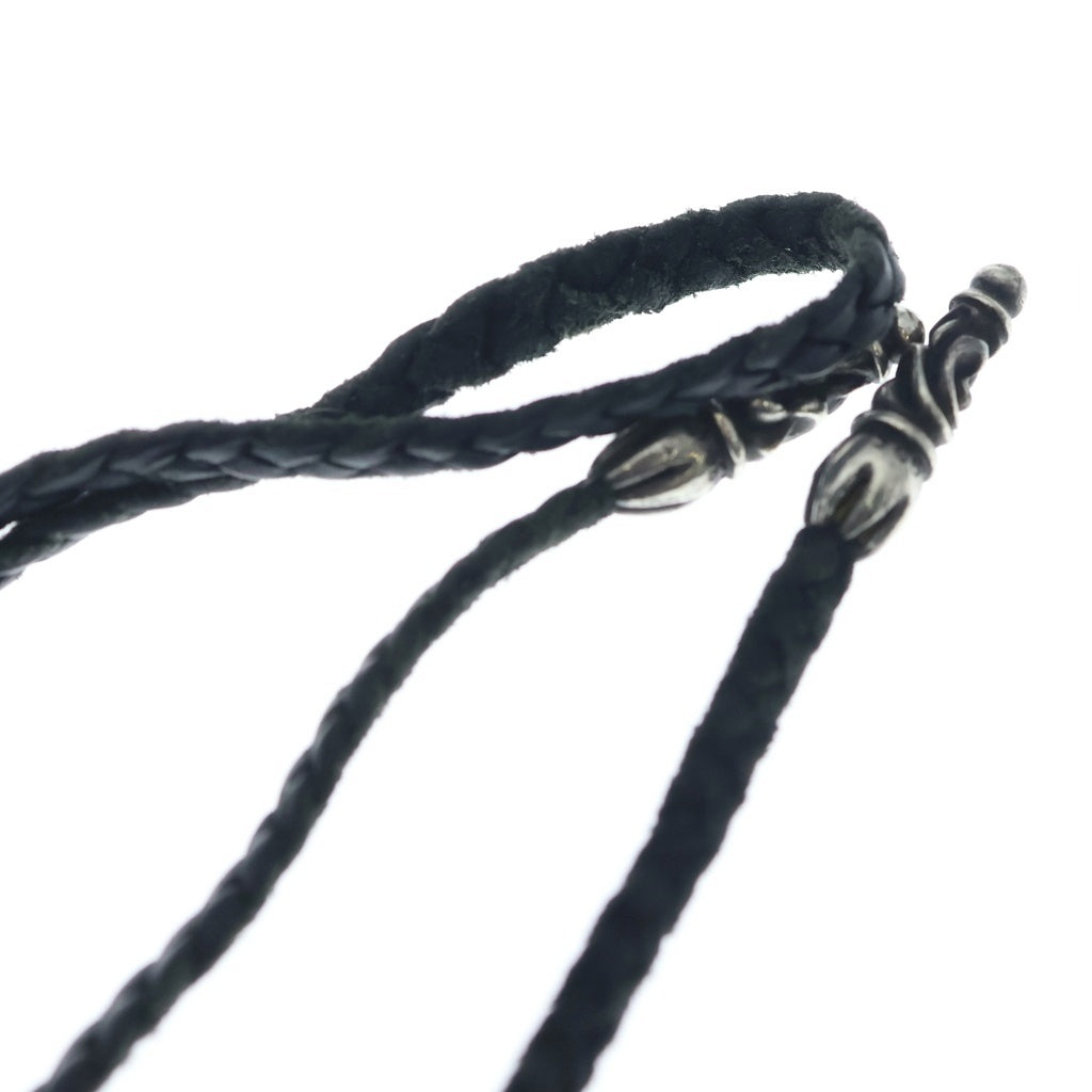 CHROME HEARTS(クロムハーツ) LEATHER BRAID スクロールレザーブレード シルバーネックレス ブラック/シルバー