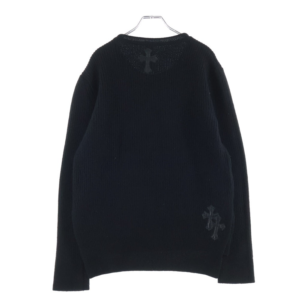 CHROME HEARTS(クロムハーツ) Y Not CASHMERE KNIT ワイノット クロスパッチ クルーネック カシミヤ ニット セーター ブラック