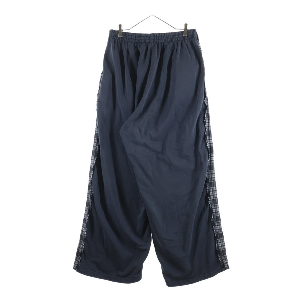 BALENCIAGA(バレンシアガ) Plaid Switched Sweat Long Pants チェック柄 切り替えデザイン ワイド スウェットパンツ ブラック 850729 TTM02
