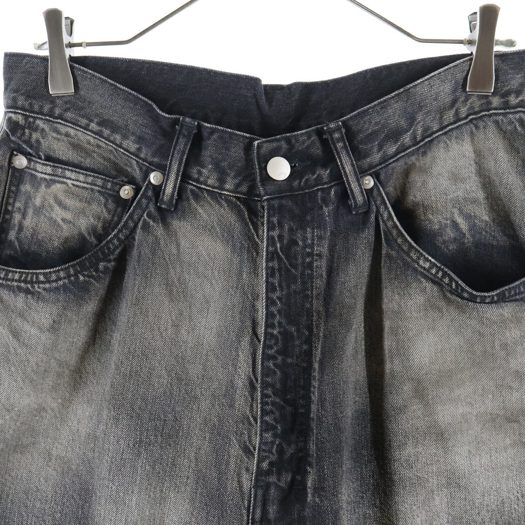 ANCELLM(アンセルム) AGING WIDE 5P DENIM PANTS エイジング ワイド 5ポケット デニム パンツ ブラック ANC-PT77