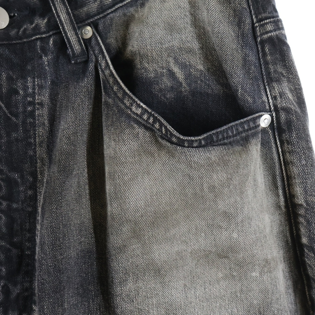 ANCELLM(アンセルム) AGING WIDE 5P DENIM PANTS エイジング ワイド 5ポケット デニム パンツ ブラック ANC-PT77