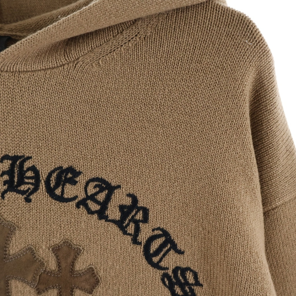 CHROME HEARTS(クロムハーツ) Y-NOT King Taco 3Cemetery Cross Cashmere Pullover Hoodie ワイノット キングタコ 3セメタリークロス カシミアプルオーバーフーディー ブラウン