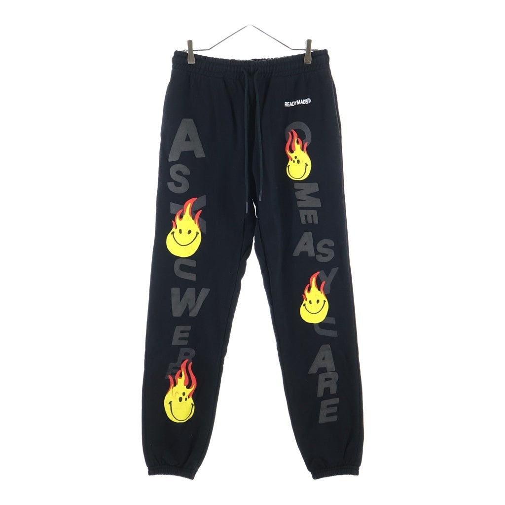 READY MADE(レディメイド) 20SS Fire Smile Sweat Pants ファイヤースマイル スウェットパンツ ブラック RE-CO-BK-00-00-107
