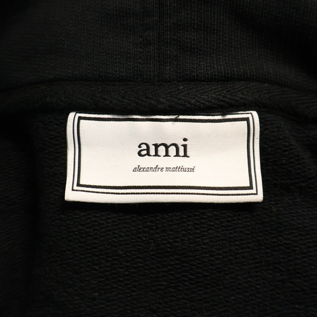 AMI Alexandre Mattiussi(アミアレクサンドルマテュッシ) Hoodie ロゴ刺繍 プルオーバースウェットパーカー フーディー ブラック A19J008.730
