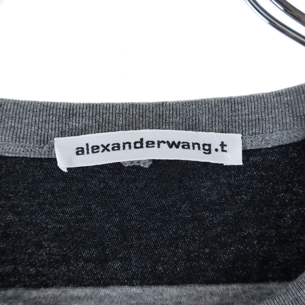 ALEXANDER WANG(アレキサンダーワン) T-Shirt ロゴ刺繍 ボーダー半袖Tシャツ グレー