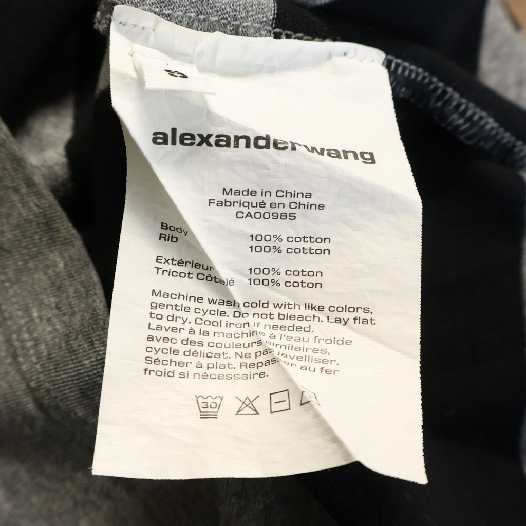 ALEXANDER WANG(アレキサンダーワン) T-Shirt ロゴ刺繍 ボーダー半袖Tシャツ グレー