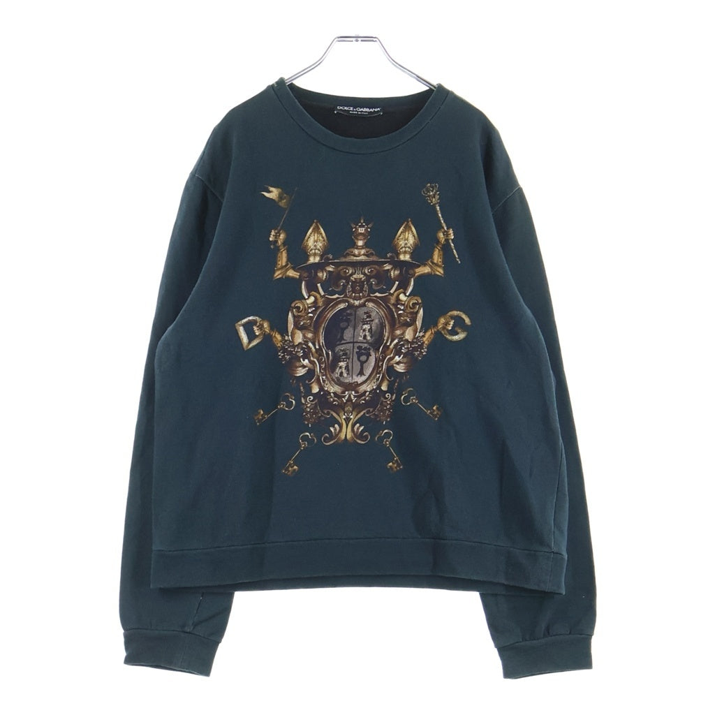 DOLCE & GABBANA(ドルチェアンドガッバーナ) Sweatshirt ロゴプリント クルーネックスウェットトレーナー グリーン G9DJ0T