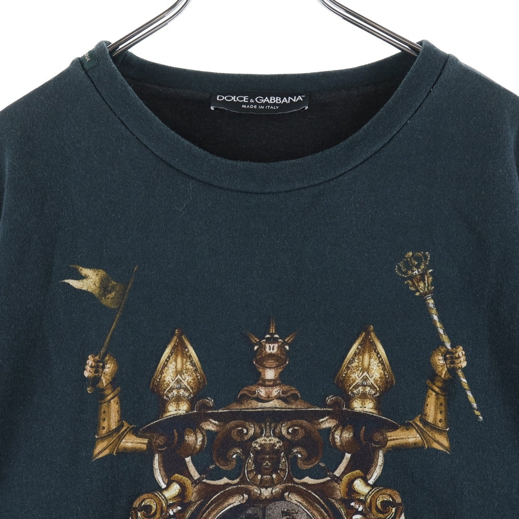 DOLCE & GABBANA(ドルチェアンドガッバーナ) Sweatshirt ロゴプリント クルーネックスウェットトレーナー グリーン G9DJ0T