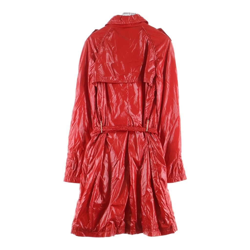 MONCLER(モンクレール) TRENCH COAT ロゴワッペン ダブルブレスト ナイロンロングコート レッド レディース