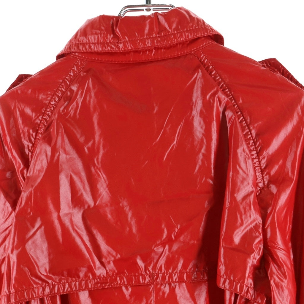 MONCLER(モンクレール) TRENCH COAT ロゴワッペン ダブルブレスト ナイロンロングコート レッド レディース
