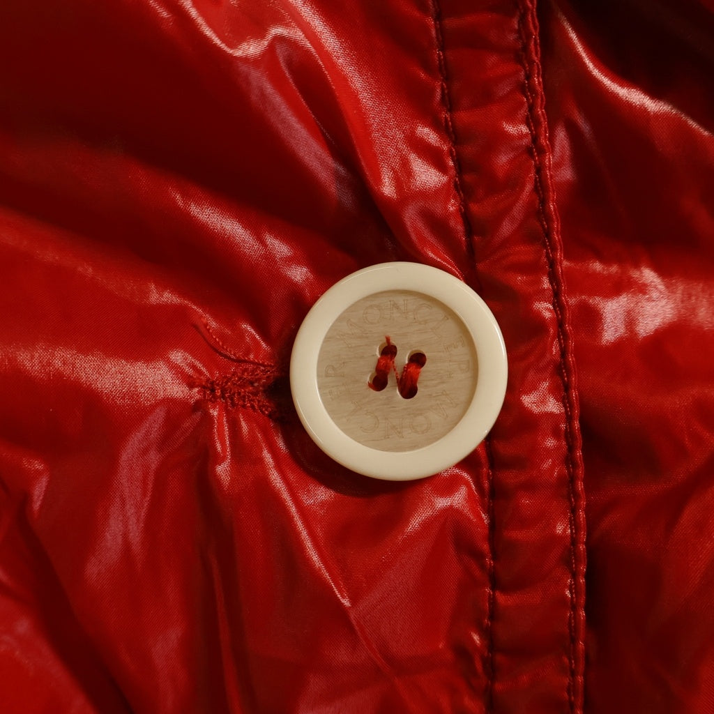 MONCLER(モンクレール) TRENCH COAT ロゴワッペン ダブルブレスト ナイロンロングコート レッド レディース
