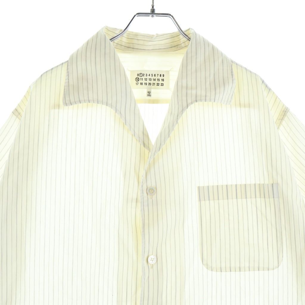 Maison Margiela(メゾンマルジェラ) オープンカラーシャツ ストライプシャツ 半袖Tシャツ カットソー ホワイト S50DR0009 M35276