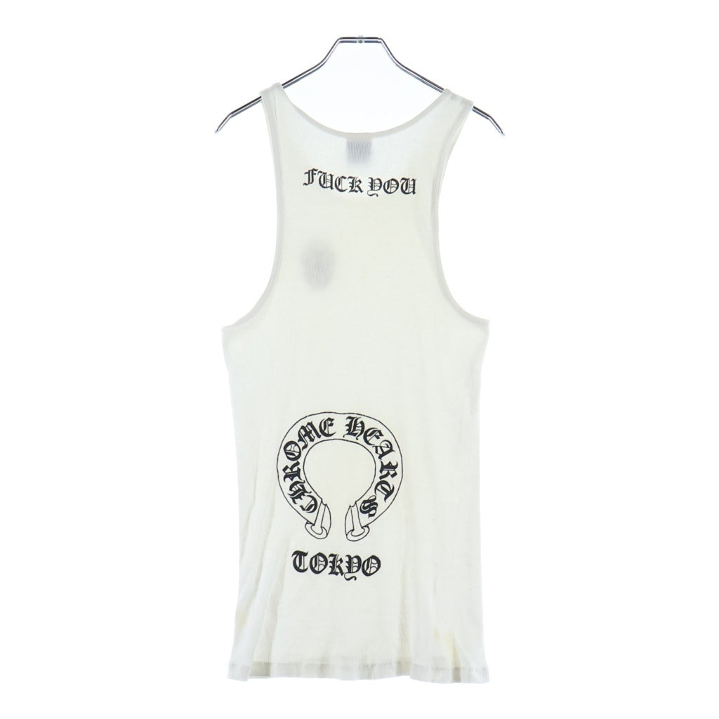 CHROME HEARTS(クロムハーツ) OLD RIB TANK TOP FUCK YOU オールド ホースシュープリント タンクトップ ノースリーブシャツ ホワイト