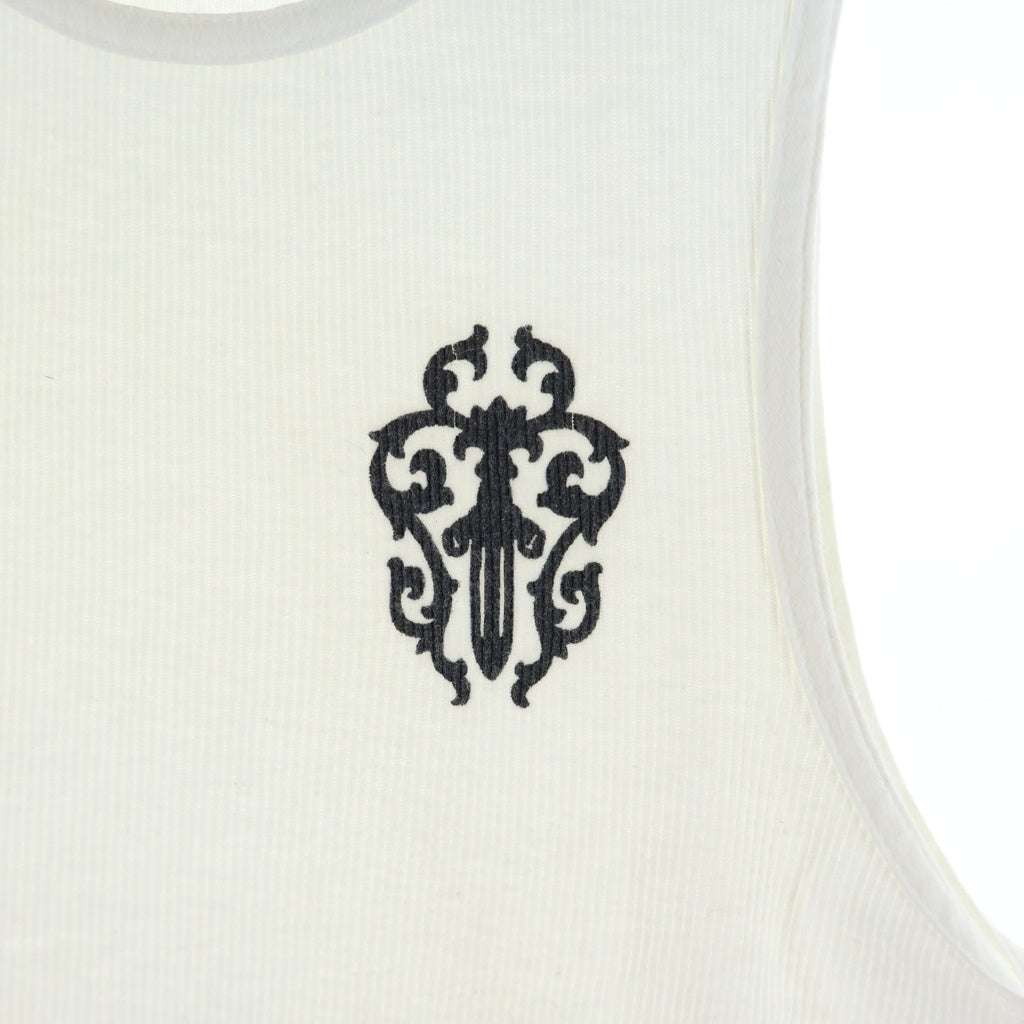 CHROME HEARTS(クロムハーツ) OLD RIB TANK TOP FUCK YOU オールド ホースシュープリント タンクトップ ノースリーブシャツ ホワイト
