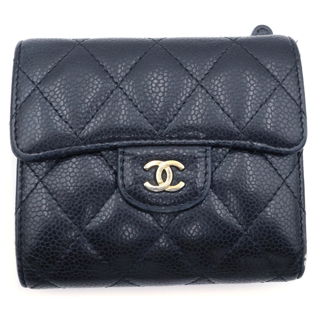 CHANEL(シャネル) マトラッセ クラシック スモール フラップ ウォレット 2つ折り財布 ブラック AP0231 レディース