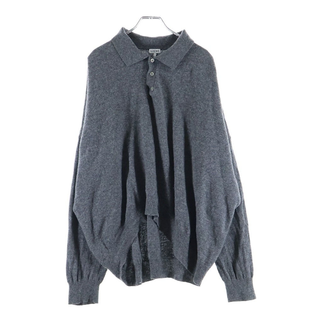 LOEWE(ロエベ) 22AW POLO COLLAR RELAXED FIT WOOL SWEATER ポロカラー リラックスフィット ウールセーター ニットセーター グレー 1725189 H526Y14KCM