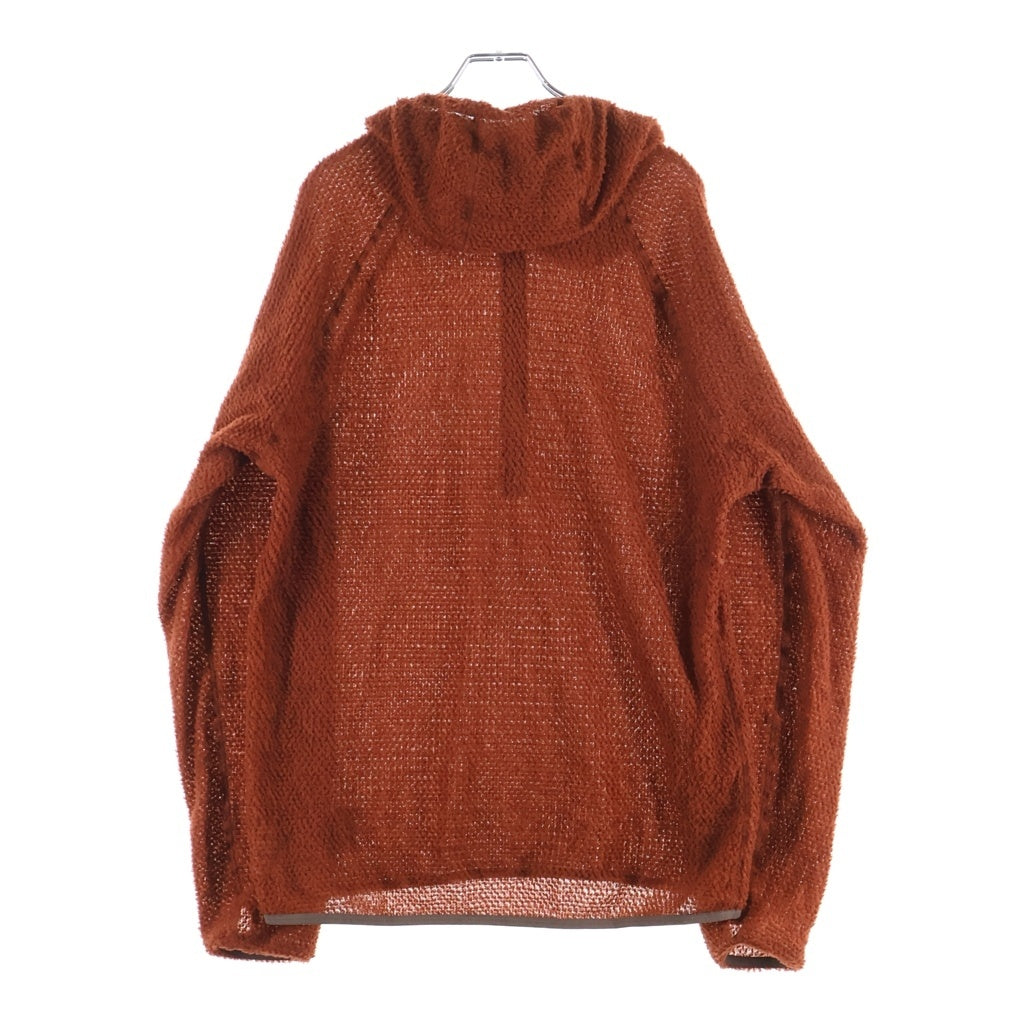NO BRAND(ノーブランド) SENCHI DESIGNS センチデザイン ロゴワッペン ハーフジップ パイピング フーデット ボア フリース パーカー ブラウン