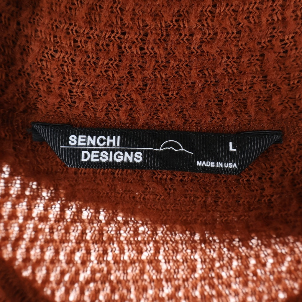 NO BRAND(ノーブランド) SENCHI DESIGNS センチデザイン ロゴワッペン ハーフジップ パイピング フーデット ボア フリース パーカー ブラウン