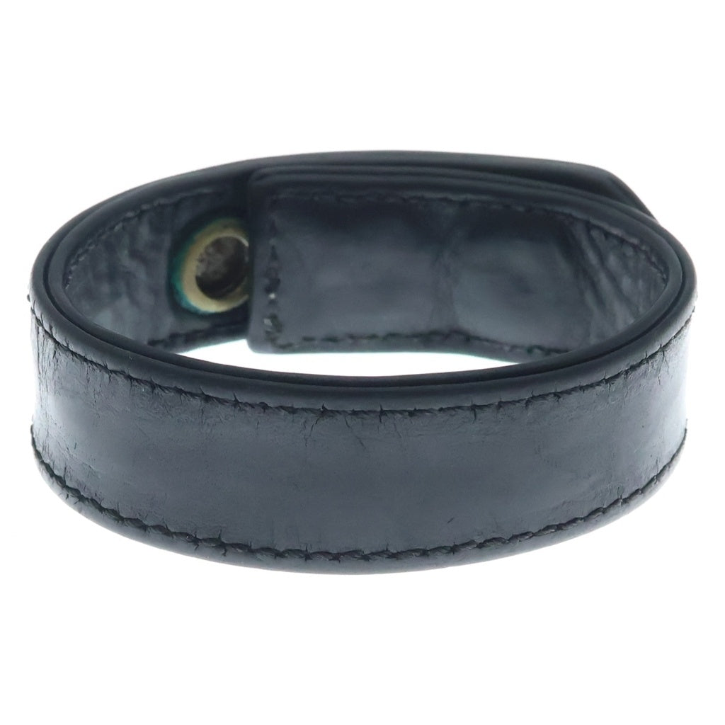 CHROME HEARTS(クロムハーツ) 3BTN 2SNP クロスボール 3ボタン2スナップ レザーブレスレット ブラック/シルバー BCA123