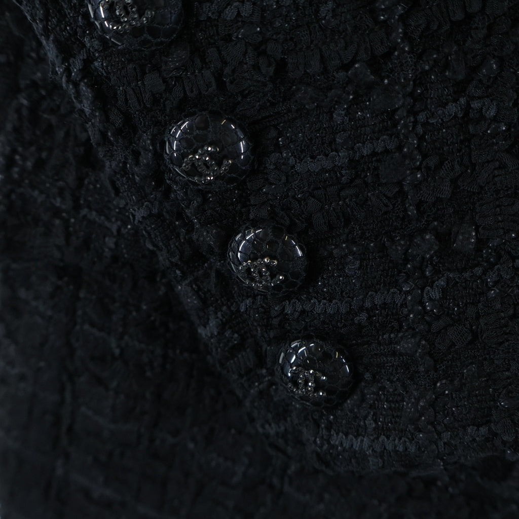CHANEL(シャネル) ピークドラペル ツイードジャケット ブラック P71871V63459
