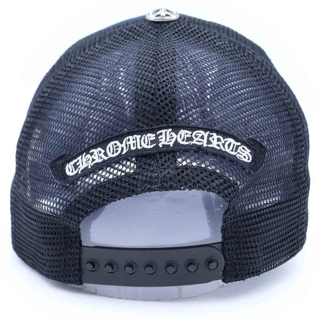 CHROME HEARTS(クロムハーツ) TRUCKER CAP 3セメタリー レザークロスパッチ メッシュトラッカーキャップ 帽子 ブラック/ホワイト