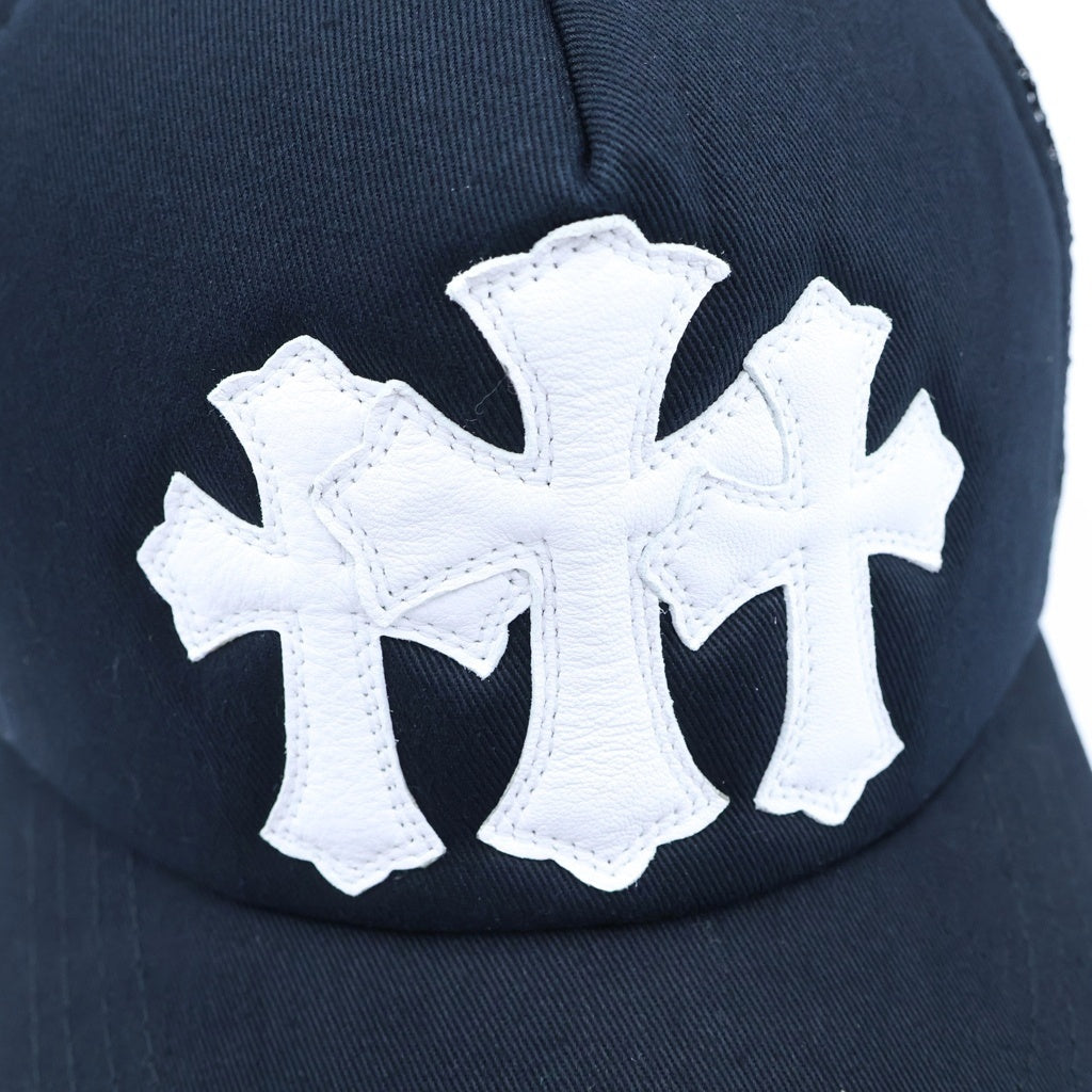 CHROME HEARTS(クロムハーツ) TRUCKER CAP 3セメタリー レザークロスパッチ メッシュトラッカーキャップ 帽子 ブラック/ホワイト
