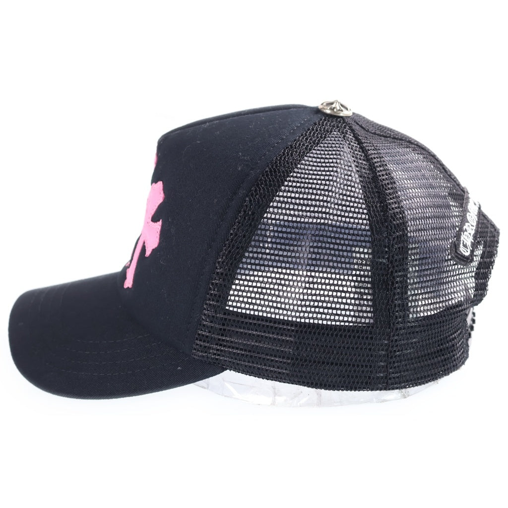 CHROME HEARTS(クロムハーツ) TRUCKER CAP 3セメタリー レザークロスパッチ メッシュトラッカーキャップ 帽子 ブラック/ピンク