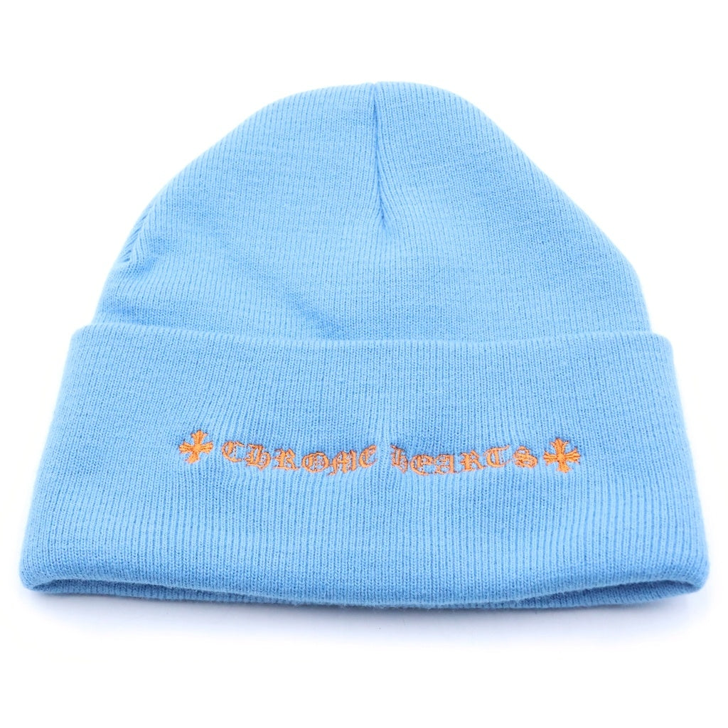 CHROME HEARTS(クロムハーツ) 3 CRS BEANIE トリプルクロス刺繍 ニットビーニー ニット帽 帽子 ブルー