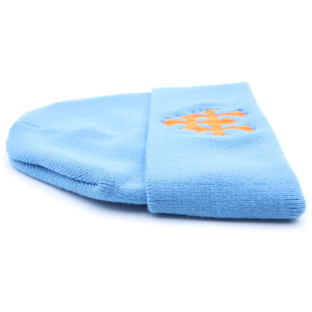 CHROME HEARTS(クロムハーツ) 3 CRS BEANIE トリプルクロス刺繍 ニットビーニー ニット帽 帽子 ブルー