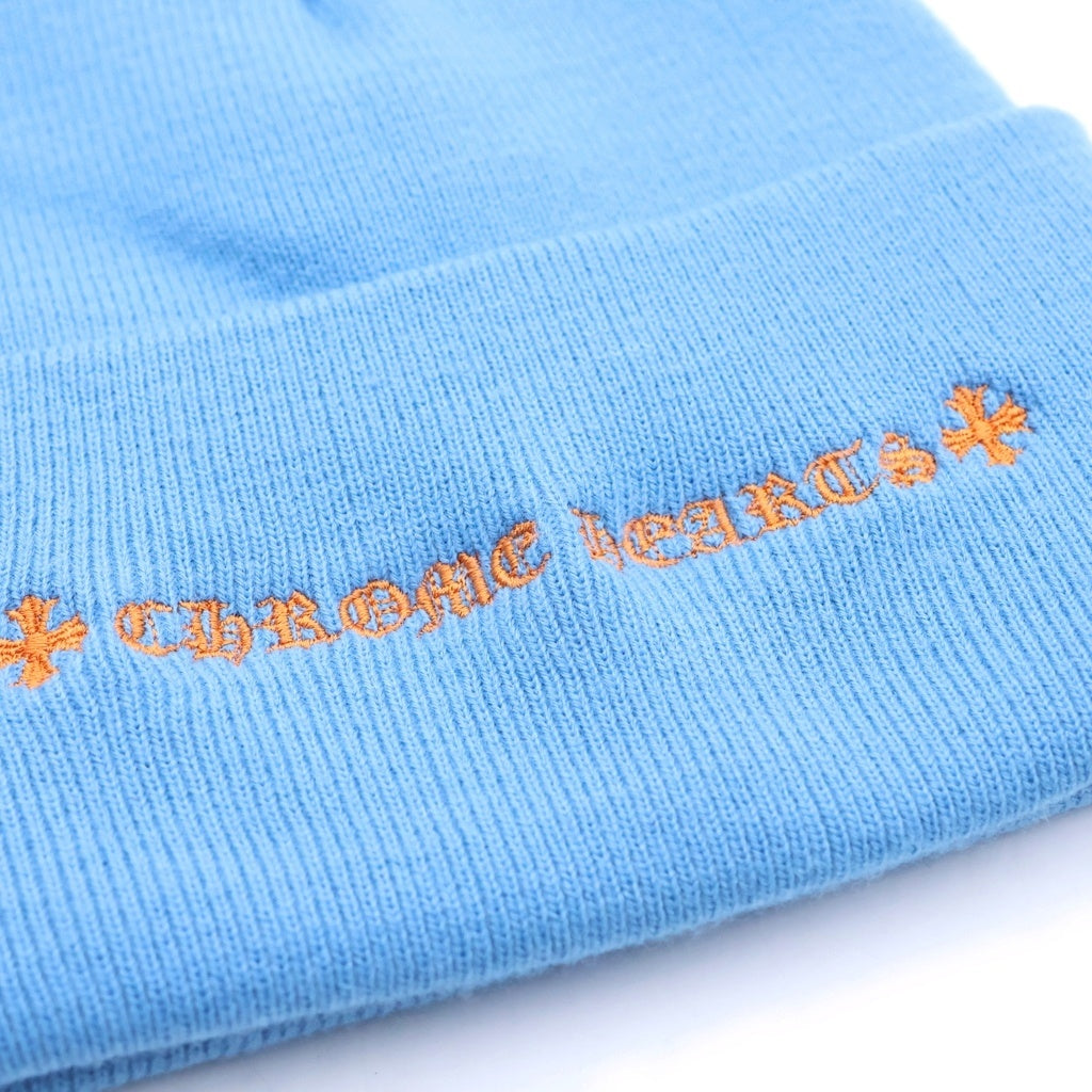 CHROME HEARTS(クロムハーツ) 3 CRS BEANIE トリプルクロス刺繍 ニットビーニー ニット帽 帽子 ブルー