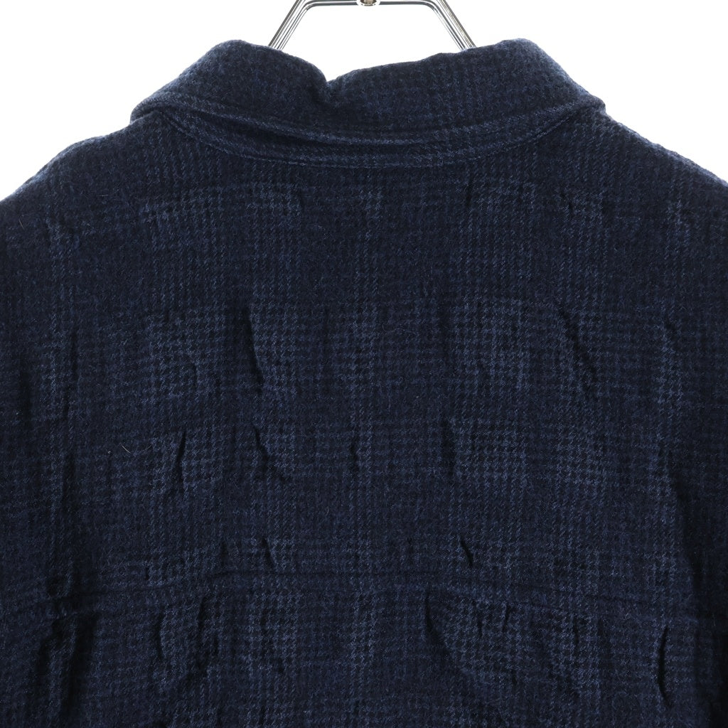 WTAPS(ダブルタップス) 24AW TXT LS / WOCT. TWILL. TEXTILE 千鳥格子 ウール長袖チェックシャツ ネイビー 242WVDT-SHM04
