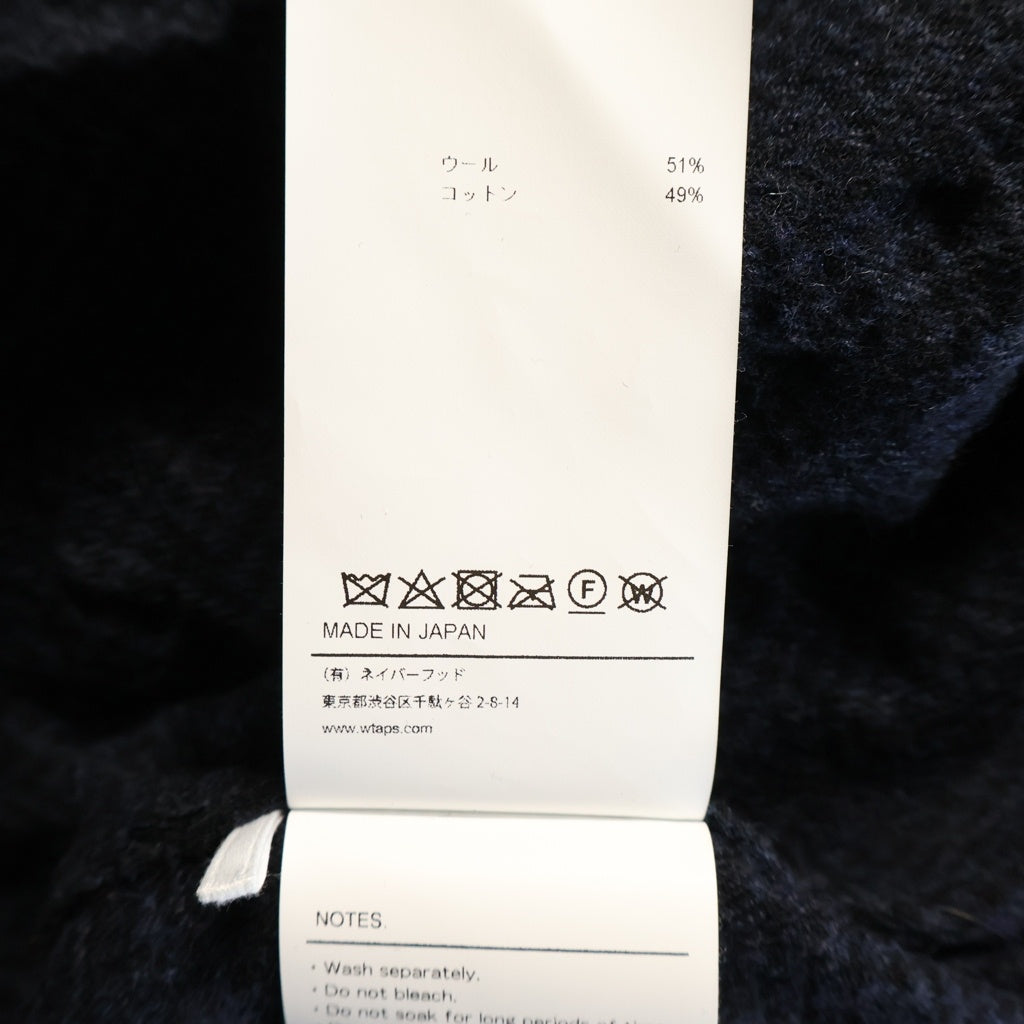 WTAPS(ダブルタップス) 24AW TXT LS / WOCT. TWILL. TEXTILE 千鳥格子 ウール長袖チェックシャツ ネイビー 242WVDT-SHM04