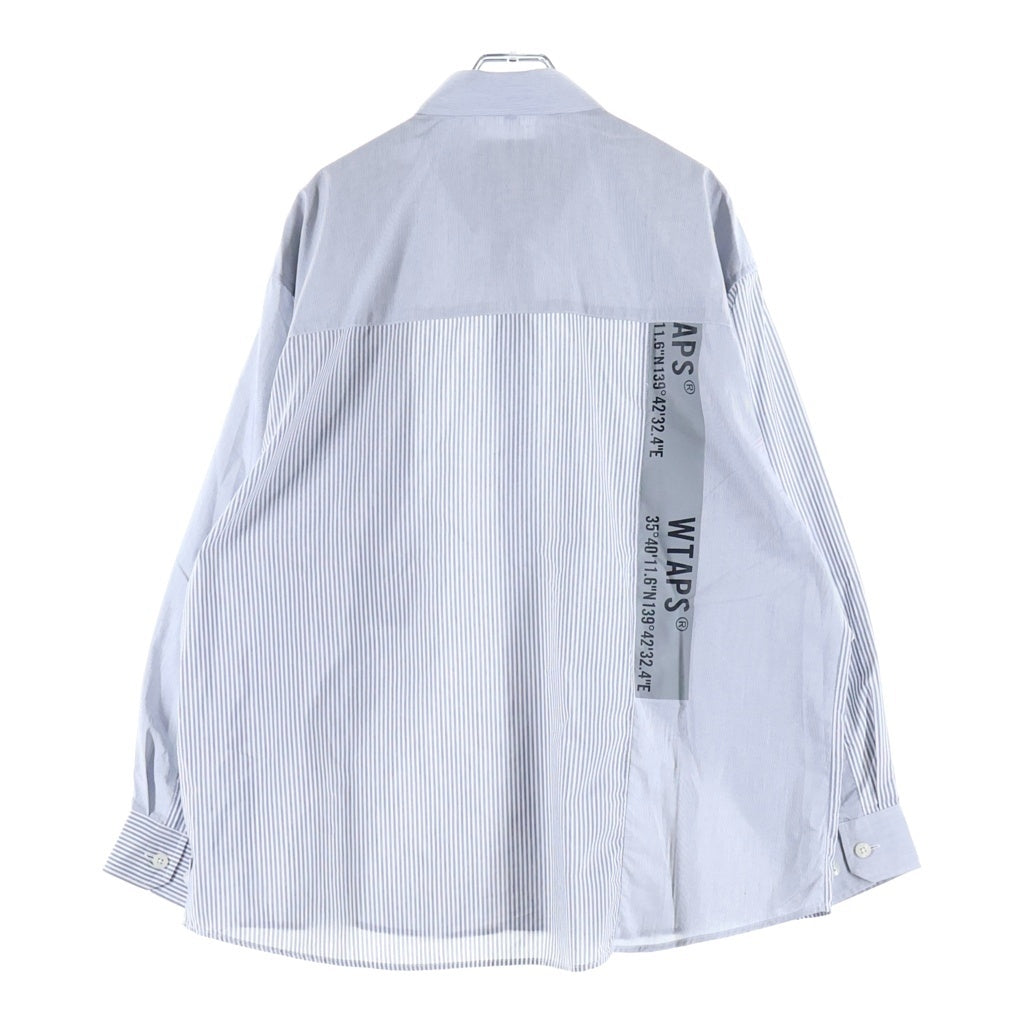 WTAPS(ダブルタップス) 24SS BD 01 LS / CTPL. BROADCLOTH. TEXTILE. COOLMAX ボタンダウン ストライプ長袖シャツ グレー 241TQDT-SHM01