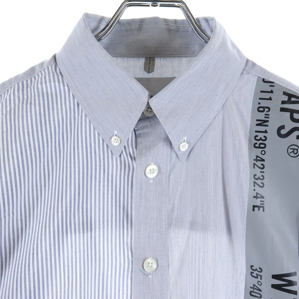 WTAPS(ダブルタップス) 24SS BD 01 LS / CTPL. BROADCLOTH. TEXTILE. COOLMAX ボタンダウン ストライプ長袖シャツ グレー 241TQDT-SHM01